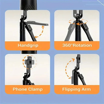 360° Rotating Pan-Tilt Selfie Stick Tripod